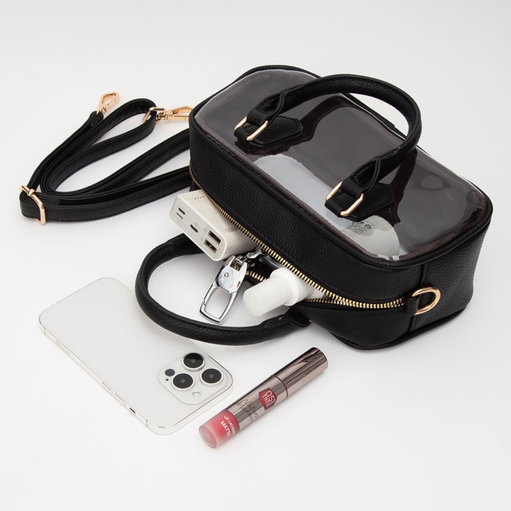 Pink Handle Structured Transparent Clear Handbag … - image 2